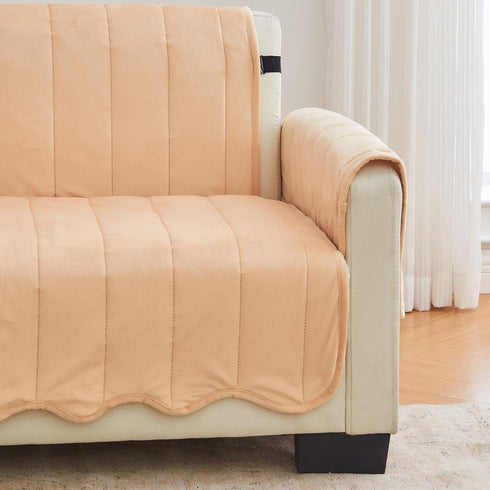 Great Bay Home Velvet Chair Cover - Washable Slipcover Furniture Protector with Elastic Straps - Furniture Cover