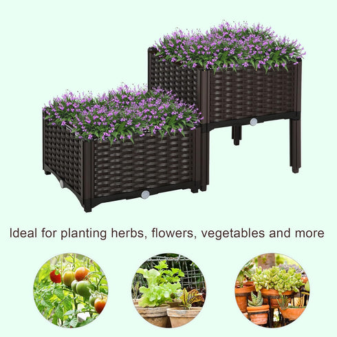 2 Outsunny Piece Raised Garden Bed with Legs, Planter Box Raised Bed to Grow Flowers, Herbs & Vegetables, Brown