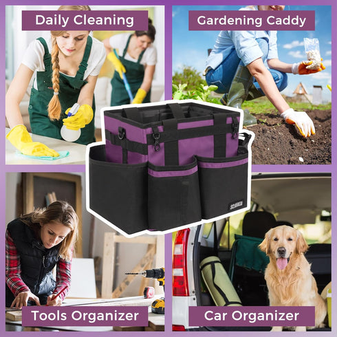 SCAVATA Compact Wearable Cleaning Caddy, Small Cleaning Caddy Supplies Organizer with Handle & Shoulder Straps