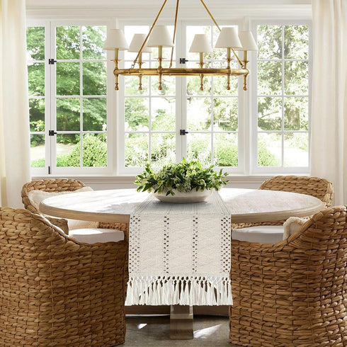 72 Inches, yuboo Beige Table Runner Boho Dresser Runners for Bedrrom, Spring Macrame Coffee Table Runner for Dining