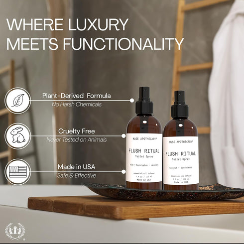 Muse Apothecary Flush Ritual - Aromatic Toilet Spray, 4 oz, Infused with Natural Essential Oils, 2 Pack