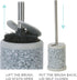 Bath Bliss Toilet Brush and Holder with Self Closing Lid, 360 Degree Brush Head, Compact Size, Terrazzo Grey with Pink