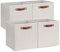 Temary Fabric Storage Cubes with Dual Leather Handles, 4 Pack Cube Baskets 13x13 for Home, Office, Nursery