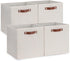Temary Fabric Storage Cubes with Dual Leather Handles, 4 Pack Cube Baskets 13x13 for Home, Office, Nursery