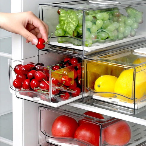 Diskary Fridge Organizer, Stackable Refrigerator Organizer Bins, Reusable Food Storage Containers, Fridge Drawer