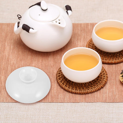 Zerodeko 1PC Ceramic Tea Pot Replacement Lid, White Ceramic Teapot Lid, Tea Kettle Cover for Blooming and Loose Leaf