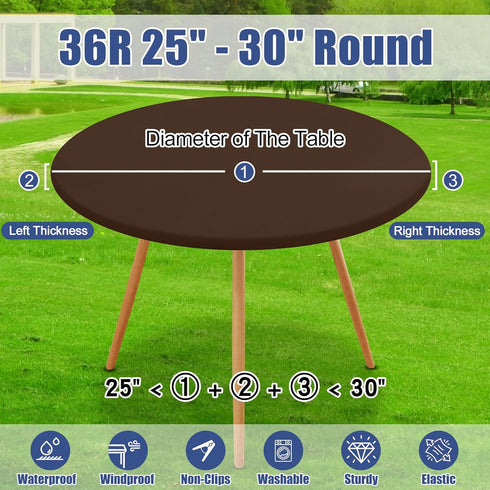 25"-30" Moosfor Round Spandex Tablecloth, Elastic Fitted Waterproof Tablecloths for Tables, Stretch Washable Picnic