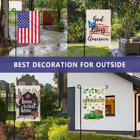 YEAHOME Garden Flag Stand Holder, Metal Premium Weather-Proof Flagpole for Christmas Garden Decor