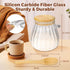2Pcs Sugar Container with Bamboo Lid, 15oz Glass Jar for Coffee Bar Accessories, Refillable Design