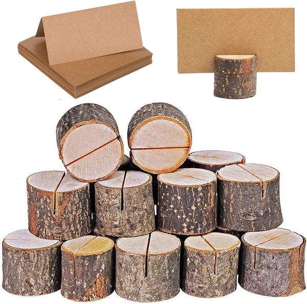 Rustic Wood Place Card Holders, Wooden Card Holders for Table Number Stands, Name Tags, Food Markers, Wedding Decor