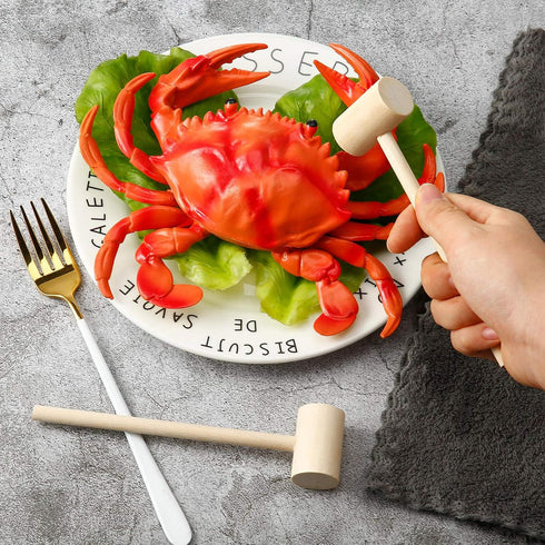 18 Pieces Mini Wooden Crab Lobster Mallets, Solid Hardwood Hammer for Seafood and Craft