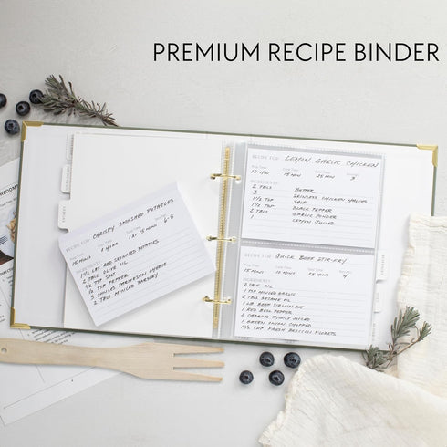 Aesthetic Recipe Binder with Waterproof Cover - The Perfect Recipe Book with Plastic Sleeves to Write in Your Own Recipes - Quality Blank Cookbook Binder to Organize Your Recipes - Recipe Cards incl. by ZICOTO