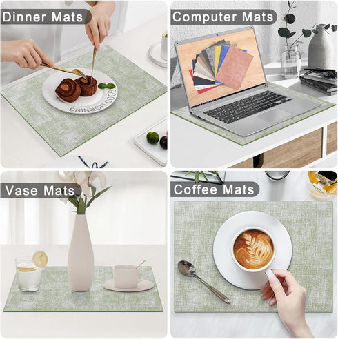 Homaxy Faux Leather Heat Resistant Placemats for Dining Table Set of 8, Waterproof Wipeable Washable PU Table Mats,