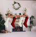 Unique Burgundy and Ivory White Knit Christmas Stockings, Pack of 6, 18"