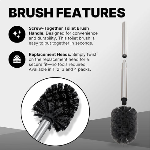 ToiletTree Products Toilet Brush with Lid, Sleek Toilet Bowl Brush and Holder Set