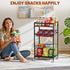 3-Tier Fruit Vegetable Cart, Snack Kitchen Cart on Wheels & Wood Top, Utility Shelf Rack Organizer for Fruit