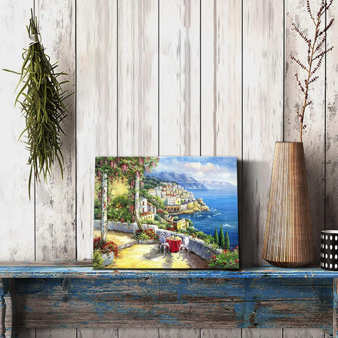 SD SOFT DANCE European Town Canvas Wall Art, Italian Landscape Artwork Print for Living Room Bedroom (12'' x 16'')