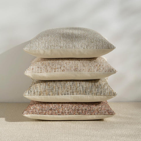 Purewish Pack 2 26x26 of Neutral Euro Sham Covers Boho Textured Dots Stripe Chenille Large Square Decorative Throw