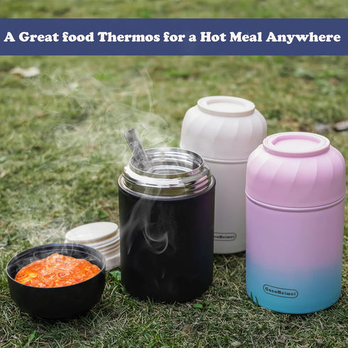 17oz Thermo for Hot Food & Drinks, Thermo Lunch Box, Vacuum Insulated Food Container with Spoon&Drawstring Bag, Soup