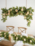 PARTY JOY 6.56ft Eucalyptus Garland with 8 Champagne Roses, Lush Floral Greenery for Party Wedding Decor