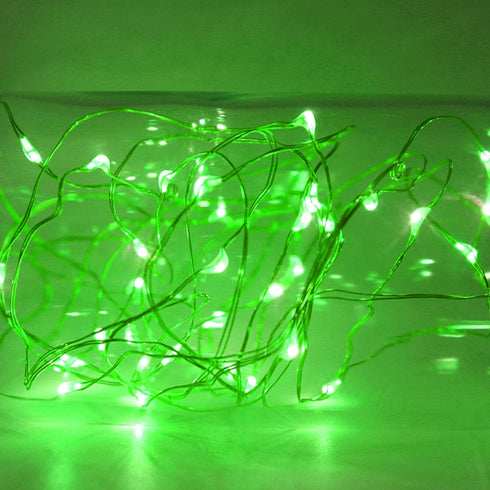 Twinkle Star 33FT 100 LED Silver Wire String Lights, Green Battery Operated Fairy Lights for Christmas Wedding Party