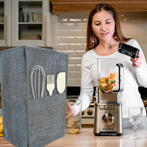 Kitchen Blender Cover, Dust-proof Organizer, Quilted Blender Protector, Appliance Covers with Accessory Pocket