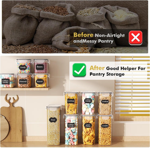 24 24 SNSLXH Airtight Food Storage Containers with Lids, pcs Plastic Pantry Organizers and Storage Canisters