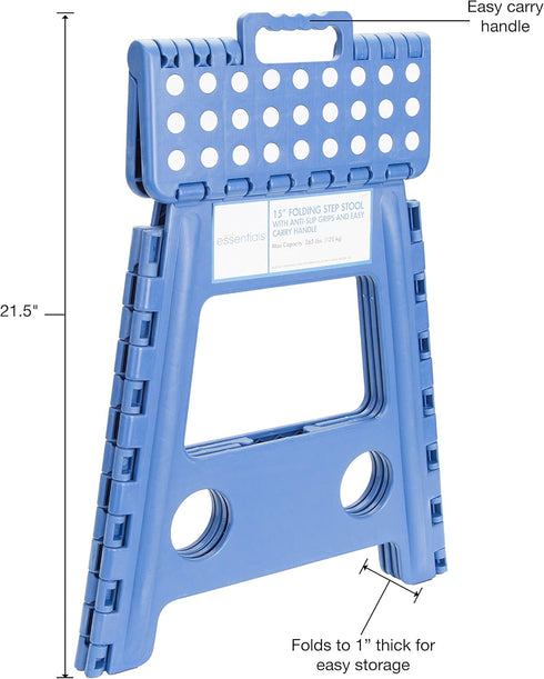 21048 15-Inch Folding Step Stool - Wide Plastic Step Stool for Adults, Garden, Foldable High Stool