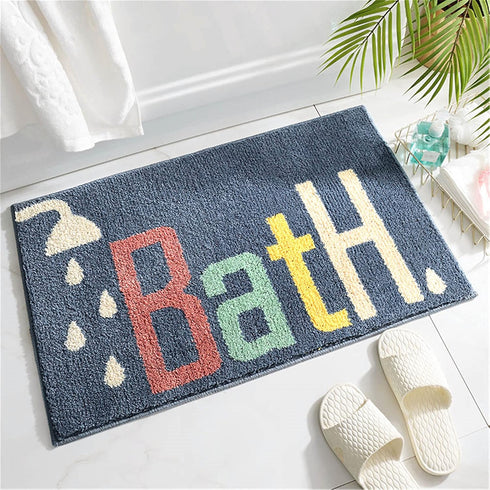 Non-Slip Soft Microfiber Bathroom Rug Mat Set, Washable Water Absorbent Colourful Cute Bath Mats for Kids, Toilet,