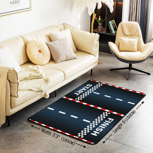 Castle Fairy Racing Car Track Rug - 3'x5' Cool Sports Car Road Decor Area Rug for Bedroom Playroom Living Room