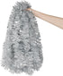 DECORA 33 Feet Silver Tinsel Garland, Metallic Hanging Tinsel for Christmas Tree Home and Party Decoration
