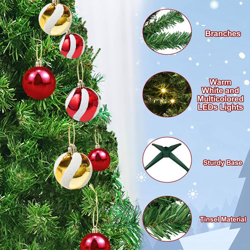 8 4 100 18 3D Remote Mode & Timer Ft Mini Christmas Tree with Warm White & Multi Color Change Lights DIY Balls