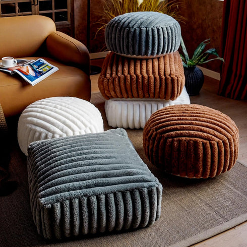 20x20x8 Inches Unstuffed Pouf Ottoman Cover Soft Storage Extra Seat Farmhouse Comfortable Bohemian Poufs Accent