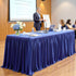 156inch 8ft(Cover 13ft Royal Blue Polyester Table Skirts for Rectangle Tables Front&Both Sides), Wrinkle Free Pleats