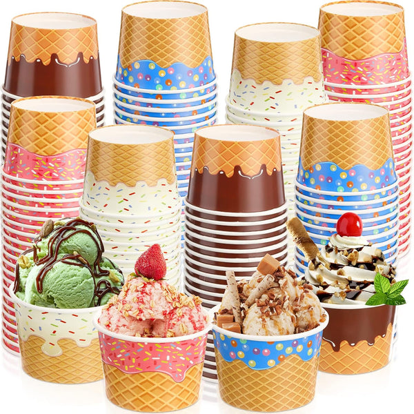 Zopeal 120 Pcs 9oz Ice Cream Bowls Bulk Dessert Ice Cream Cups