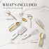 White & Gold Kitchen Tools and Gadgets - Luxe 8PC Cooking Utensils Set with Anti-Slip Handles, Gold Kitchen Accessories