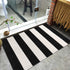 LEEVAN Black and White Rug, 2 x 3 Washable Cotton Woven Front Porch Mat, Layered Indoor/Outdoor Welcome Rug