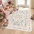 5x8 Pink Boho Rug with Rounded Corners Washable Floral Pastel Non-Slip Area Rug for Nursery, Girls Bedroom, Kids Room