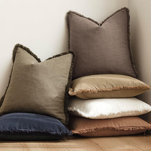 Cozy 2424 Inch,1PC,Light Foindtower Decorative Linen Fringe Throw Pillow Covers Boho Farmhouse Cushion Cover
