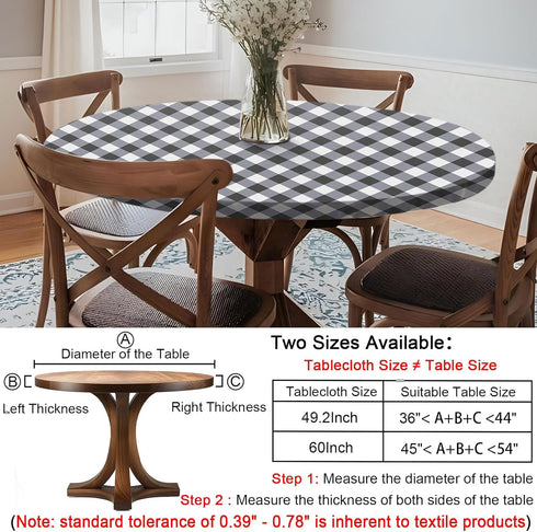 45-54" Summer Fitted Round Tablecloth Waterproof Table Cloth Vinyl Indoor Outdoor Circle Coffee Cover for Tables Dining
