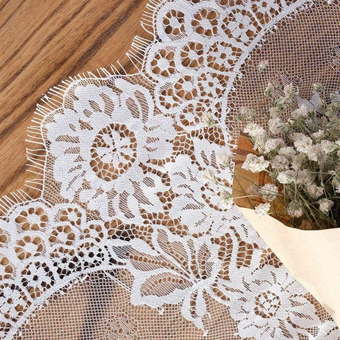 Hooqict 4 Pack Lace Table Runner - 14 x 120 Inch Ivory White Classy Table Runner for Rustic Wedding Decor