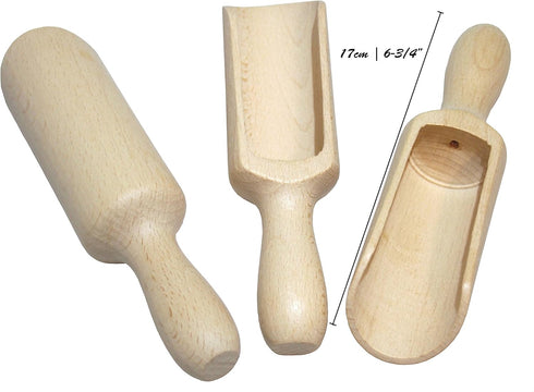 efo Large Wooden Scoop Set of 3 - Rustic Bathsalt Scoop, Multipurpose Wooden Spoon