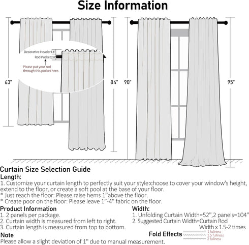 84 Inches Included,52" Wx84 L(Pack 2) ZJDECOR Sage Green White Buffalo Plaid Curtains Long,Crinkled Not-See-Through