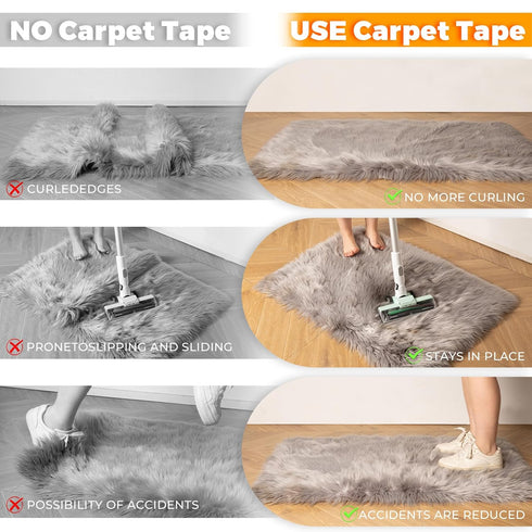 Double Sided Carpet Tape for Area Rugs, 2 Inch x 12 Yards Heavy Duty Rug Tape Gripper for Hardwood Floors
