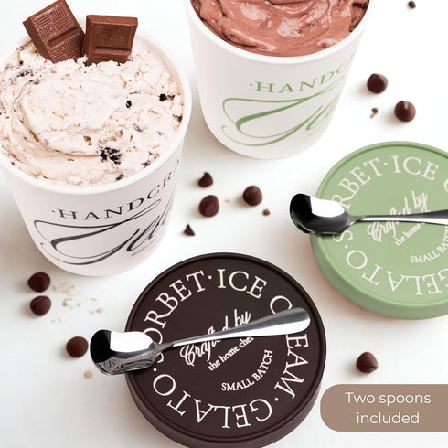 Set 2 1 Frozen Moncur Home Ice Cream Containers of Quart Homemade Ice Cream Storage with Silicone Lids, Reusable Non