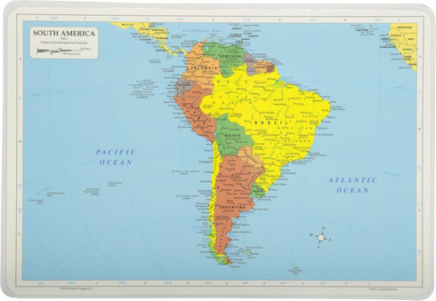 Painless Learning South America Map Placemat, 12 x 17 1/2 Inches