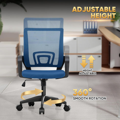 300 Lbs Magshion Ergonomic Office Desk Chair, Mid-Back Mesh Computer Chair, Swivel Chair with Breathable Backrest