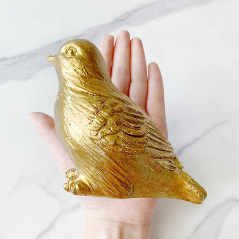 Golden Bird Statue, Animal Figurine Home Decor, Bird Sculpture for Home Office Desktop Bookshelf