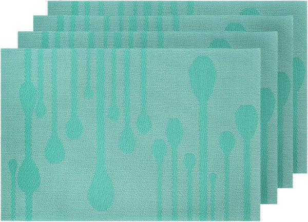 Deconovo Stain Resistant Place Mats – Durable Double-Faced Crossweave Woven Non-Slip for Round Table, 12x18 Inch.