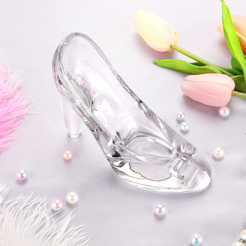 Cinderella Shoe Decor, Crystal High Heels Ornaments Glass Slipper Decoration Gift for Wedding Birthday Halloween Party